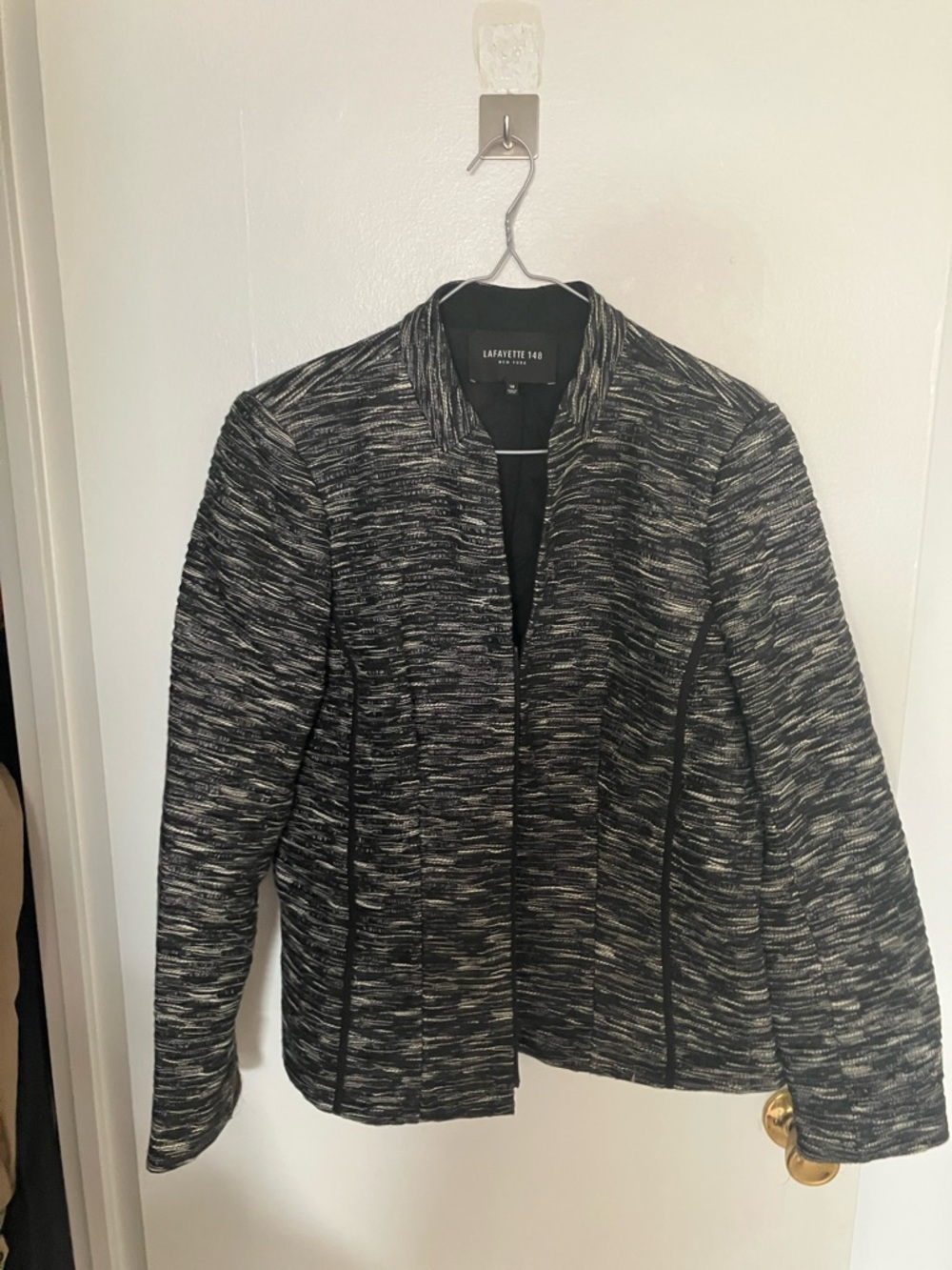 Lafayette 148 New York Black & White Marled Open-Front Jacket